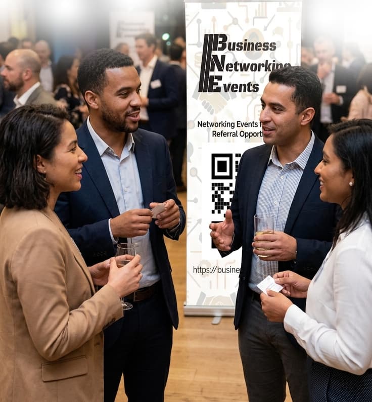 Business owners connecting at a Business Networking Events mixer